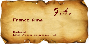 Francz Anna névjegykártya