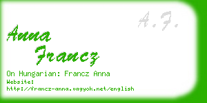 anna francz business card